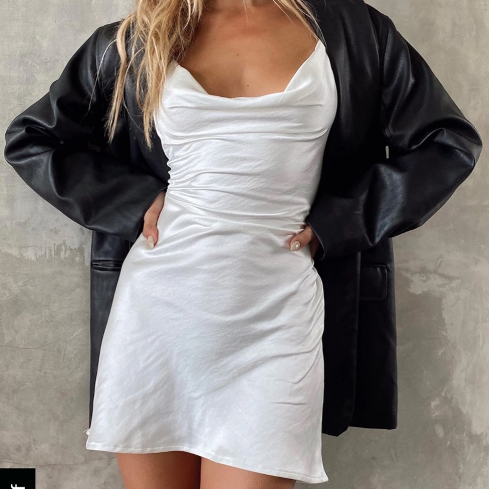 Motel Rocks Paiva Dress XS NWT New Cowl Neck Slip Dress White (Satin Ivory)